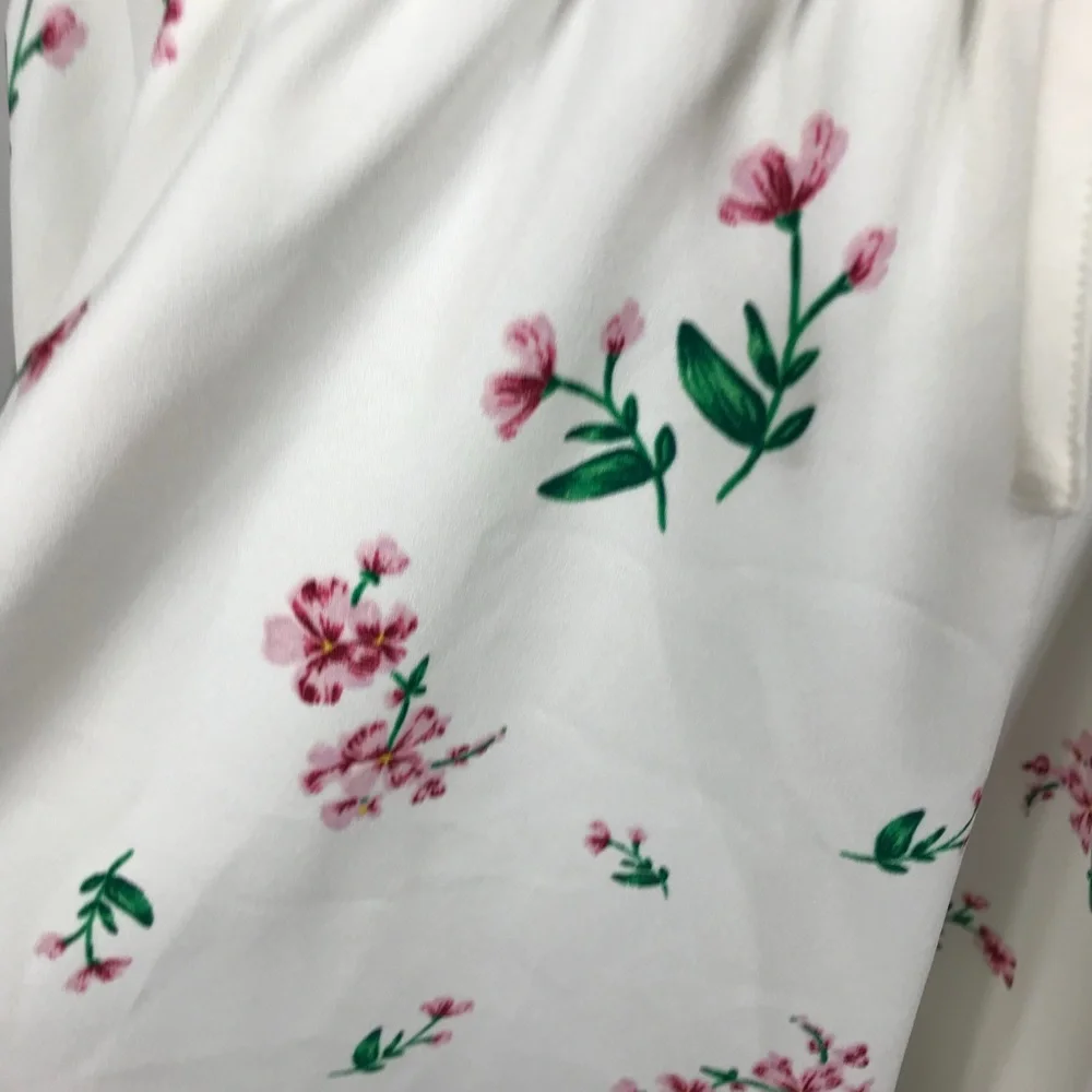 Express Dress NEW Floral Tie Neck Gathered Waist - Picture 6 of 7